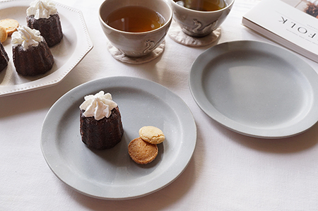 グレー ラウンドリムプレート ６寸ケーキ皿