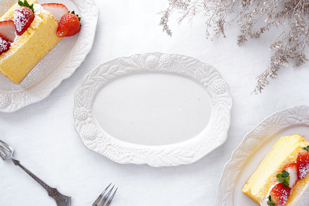 ホワイト オーバルリース皿 中